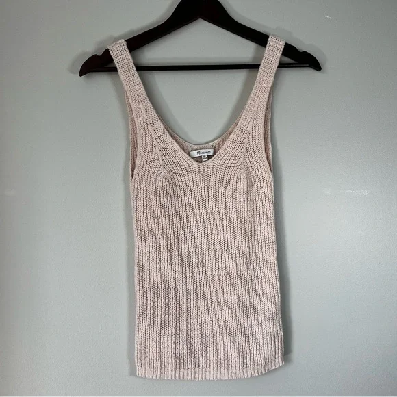 Madewell Women's XS Soft Pink Monterey Sweater V-Neck Tank Top Cotton Blend - Picture 3 of 11